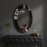 House Of Anantaa Furniture Natural Black & Brown& White Gstaad Oval Mirror