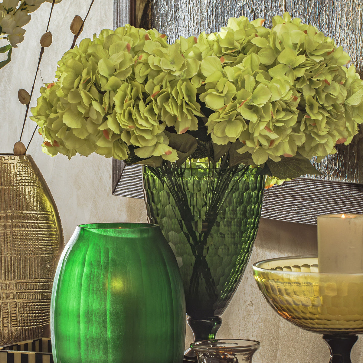 Emerald Green Smoke Hurricane Vase