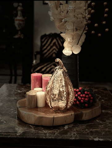 House Of Anantaa Artefact Gold Aurum Pumpkin Large (Gold) - Decorative Accent