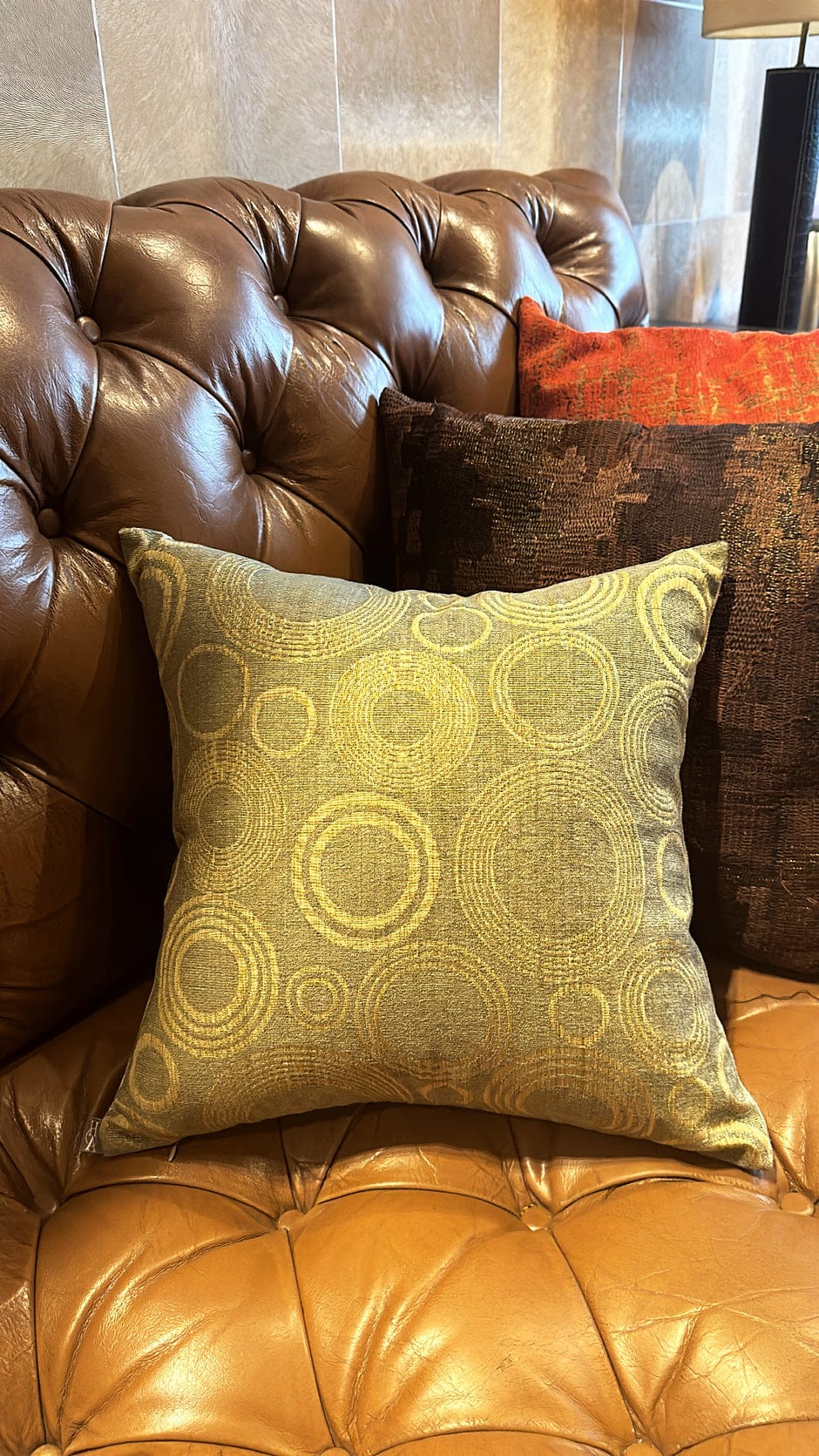 House Of Anantaa Cushion Beige/Khaki/Golden Rings of Saturn Cushion Cover