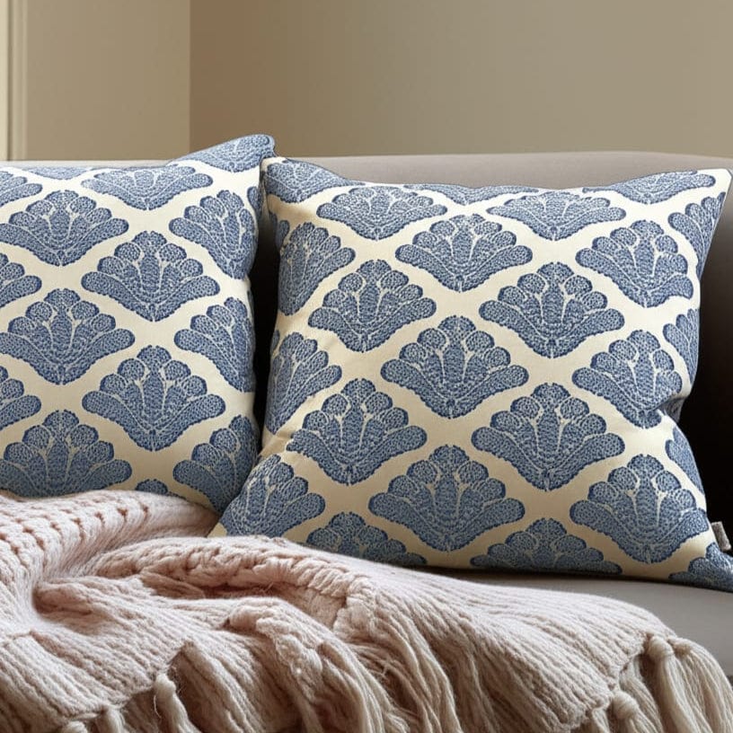 House Of Anantaa Cushion Blue Cauliflower Cushion Cover