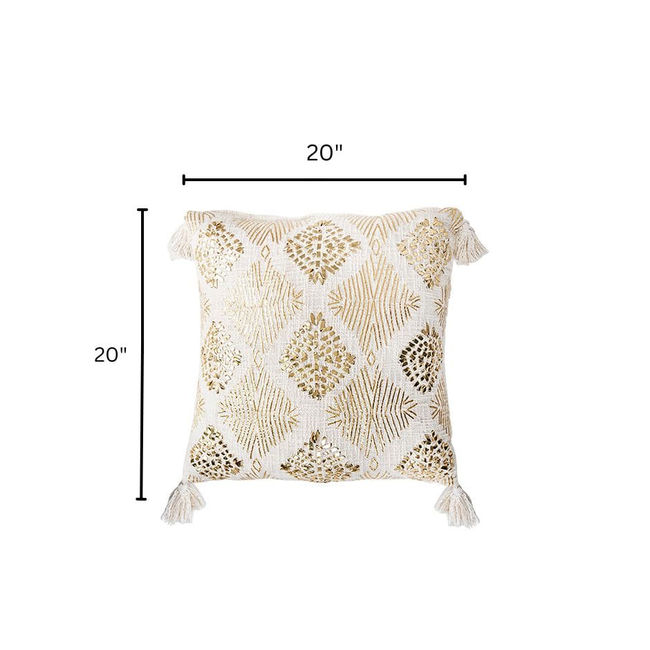 House Of Anantaa Cushion Gold/ White Urus Cushion Cover