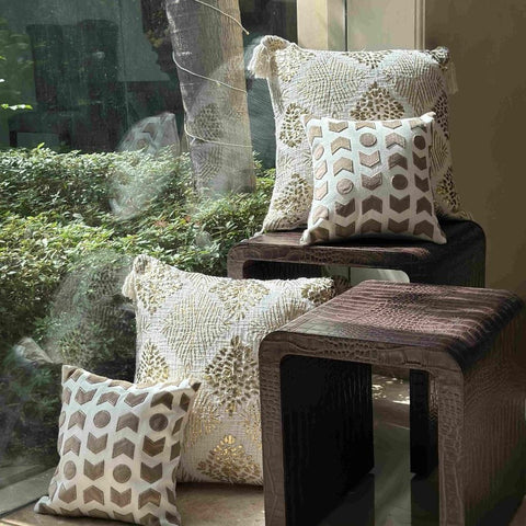 House Of Anantaa Cushion Mushroom Brown/ White Barbados Cushion Cover