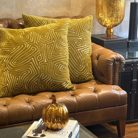 House Of Anantaa Cushion Mustard Gold/ Beige Chrysus Cushion Cover