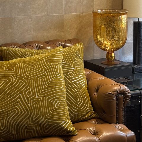 House Of Anantaa Cushion Mustard Gold/ Beige Chrysus Cushion Cover