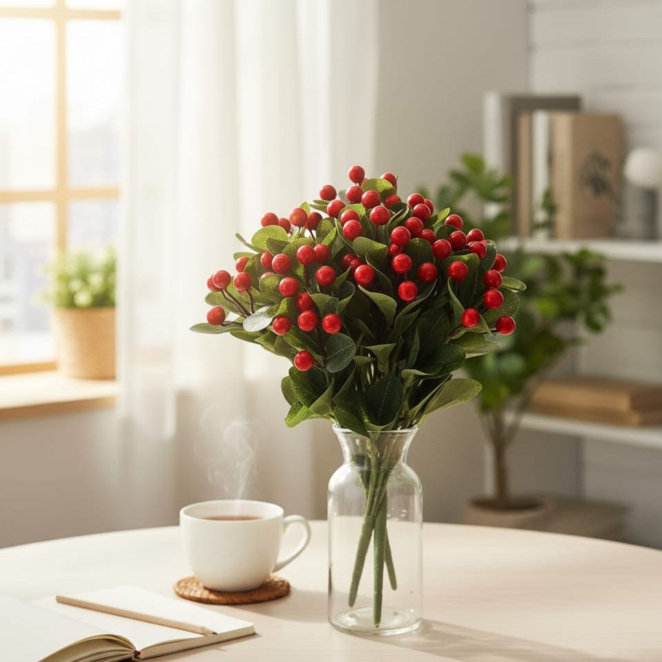 House Of Anantaa Flower Red Cherry Flower-Small