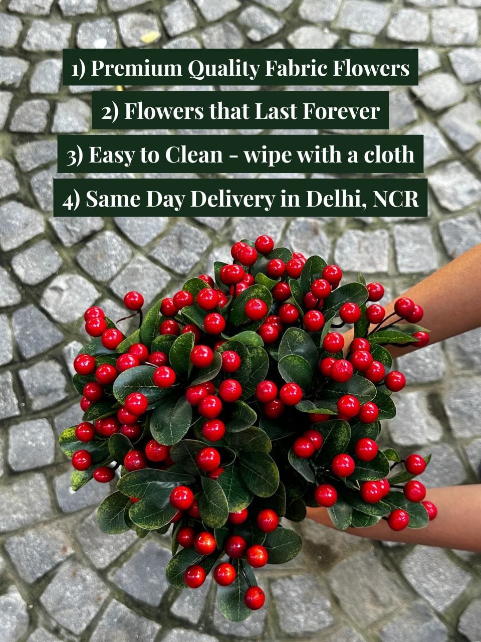 House Of Anantaa Flower Red Cherry Flower-Small