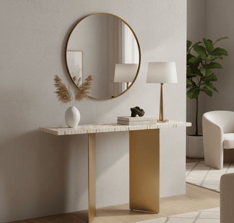 House Of Anantaa Furniture Beige/White Como Console