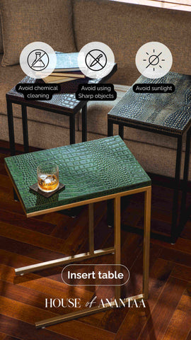 House Of Anantaa Furniture black/gold Insert Table (Black/Gold)