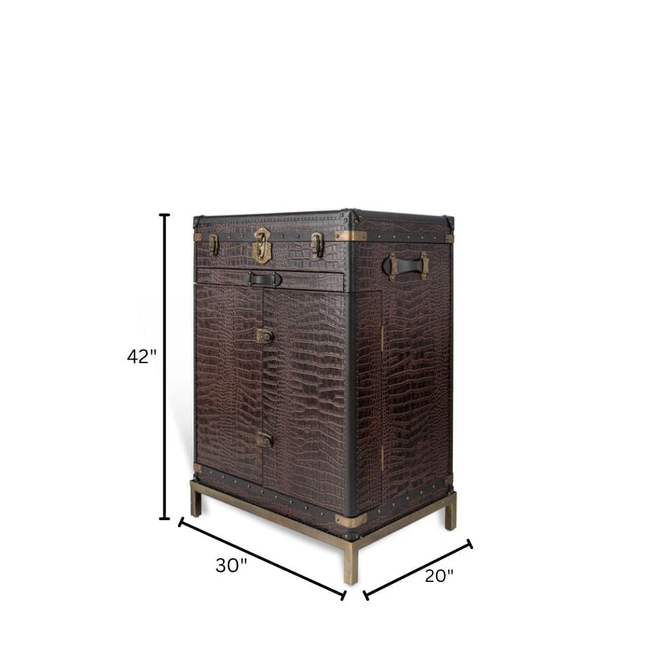 House Of Anantaa Furniture Brown Milano Trunk Bar - Handcrafted Italian Luxury Bar Cabinet
