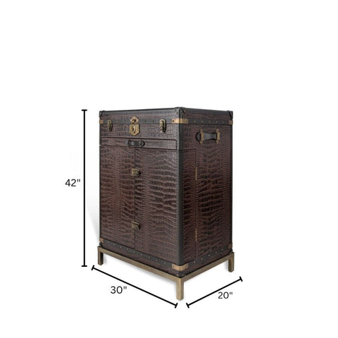 House Of Anantaa Furniture Brown Milano Trunk Bar - Handcrafted Italian Luxury Bar Cabinet