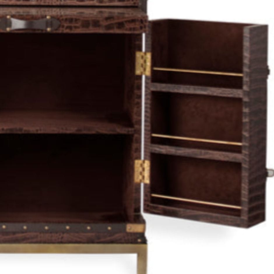 House Of Anantaa Furniture Brown Milano Trunk Bar - Handcrafted Italian Luxury Bar Cabinet