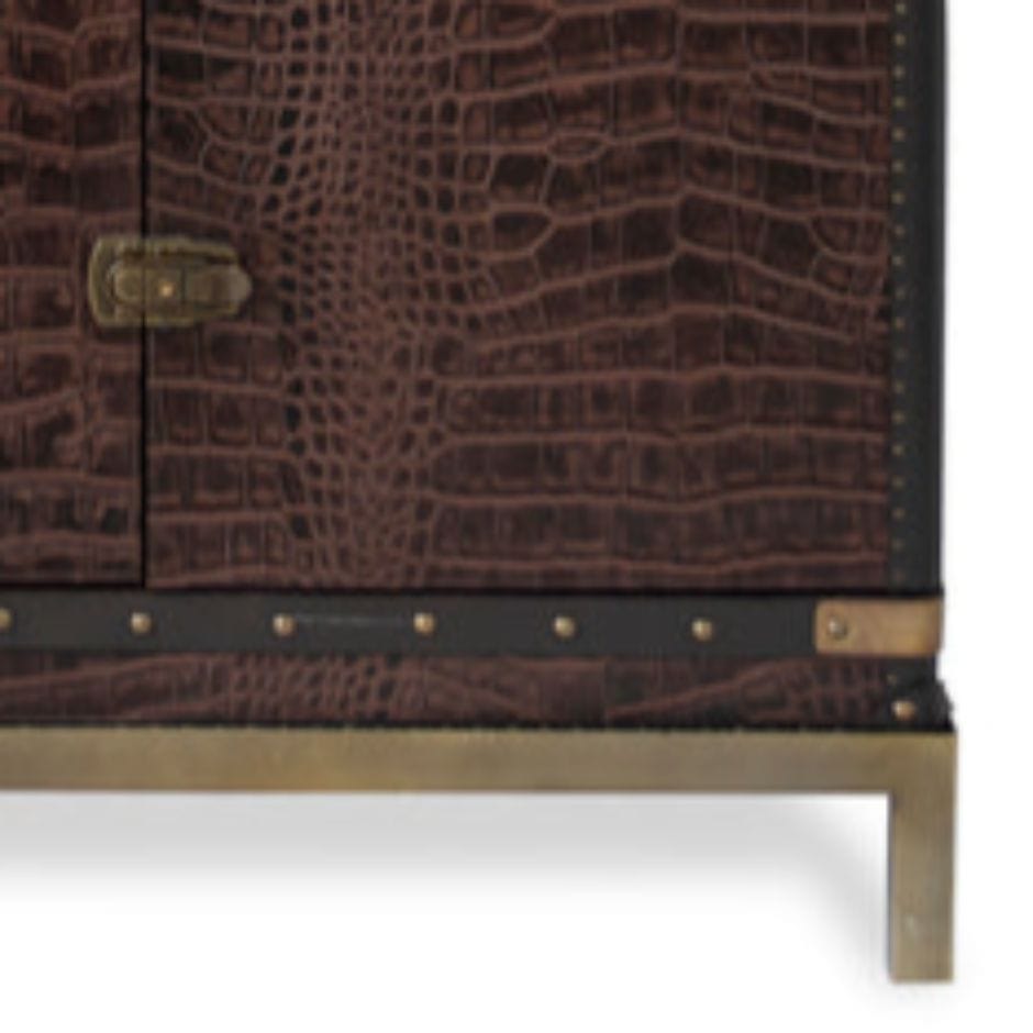 House Of Anantaa Furniture Brown Milano Trunk Bar - Handcrafted Italian Luxury Bar Cabinet