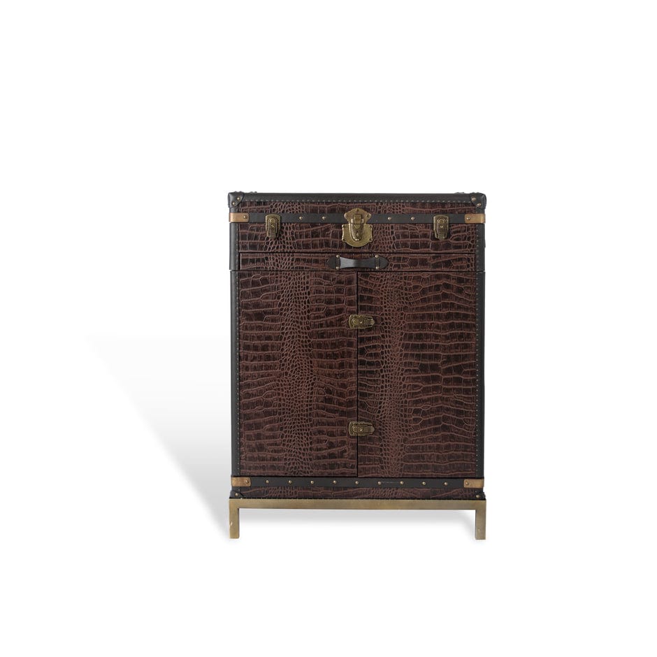 House Of Anantaa Furniture Brown Milano Trunk Bar - Handcrafted Italian Luxury Bar Cabinet