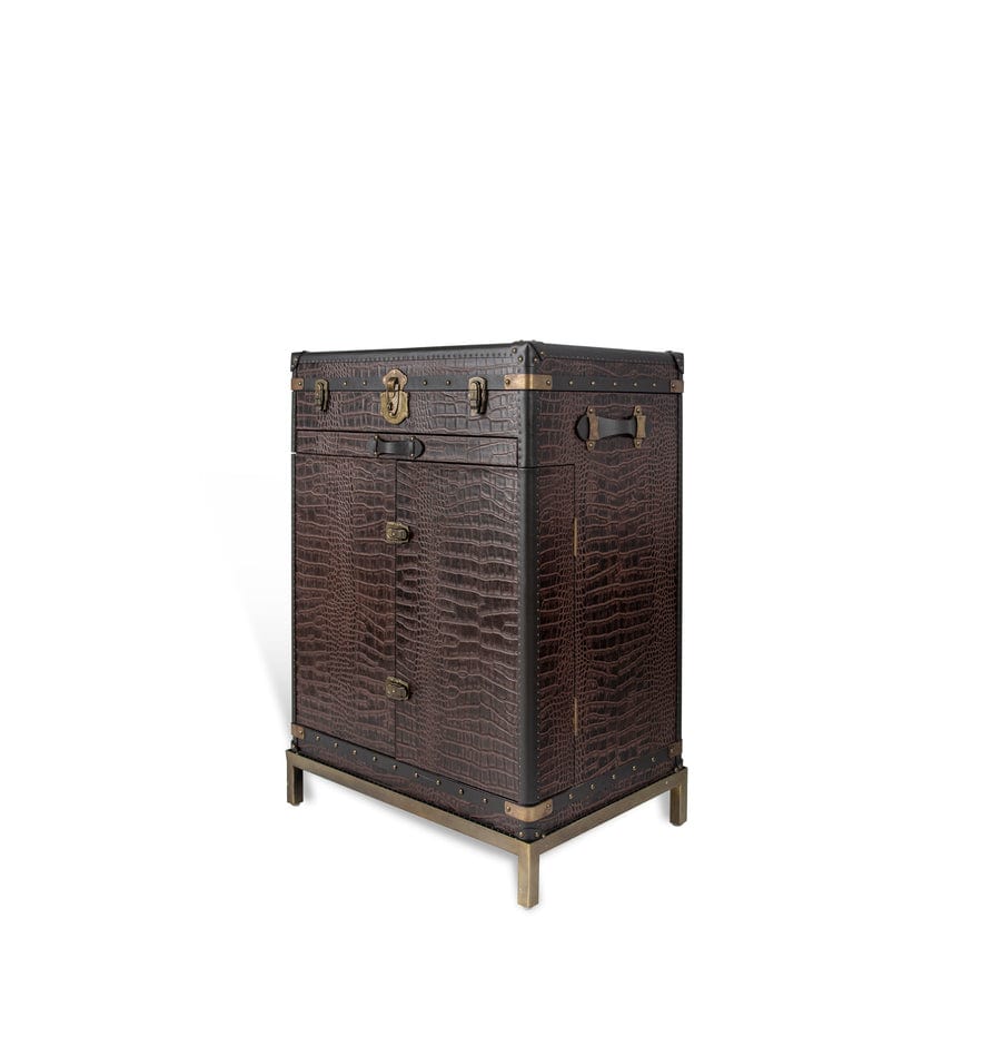 House Of Anantaa Furniture Brown Milano Trunk Bar - Handcrafted Italian Luxury Bar Cabinet