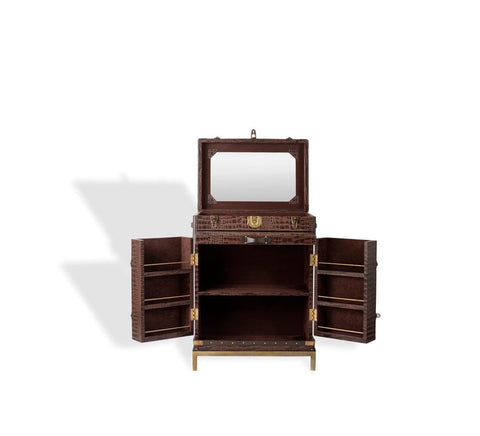House Of Anantaa Furniture Brown Milano Trunk Bar - Handcrafted Italian Luxury Bar Cabinet
