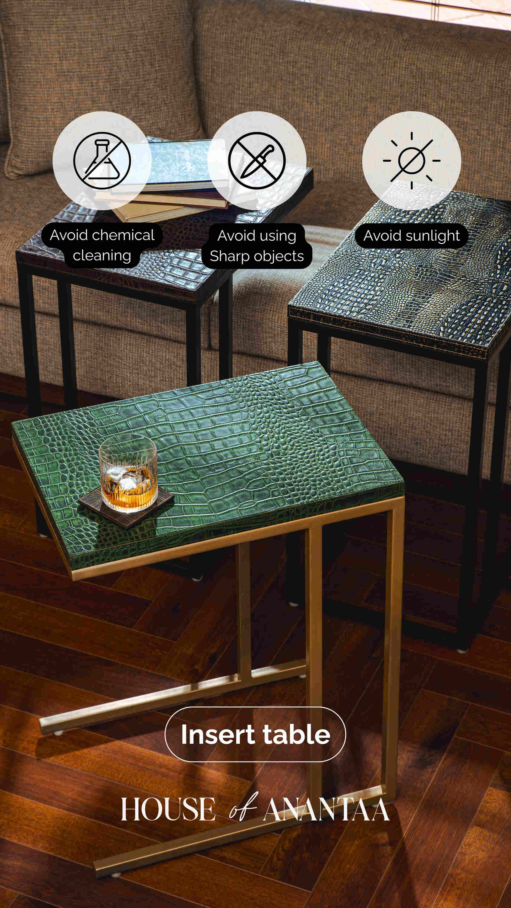 House Of Anantaa Furniture Green Insert Table (Green)