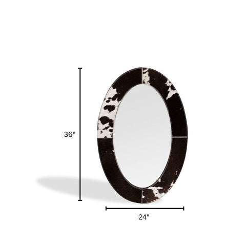 House Of Anantaa Furniture Natural Black & Brown& White Gstaad Oval Mirror