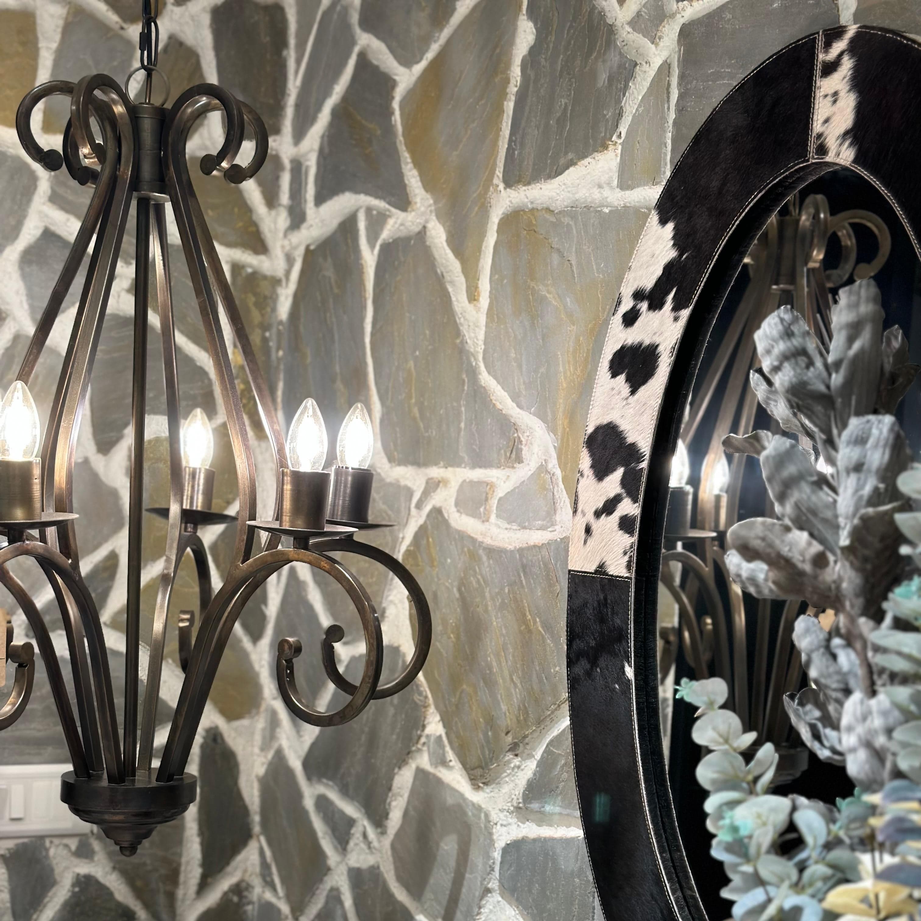 House Of Anantaa Furniture Natural Black & Brown& White Gstaad Oval Mirror