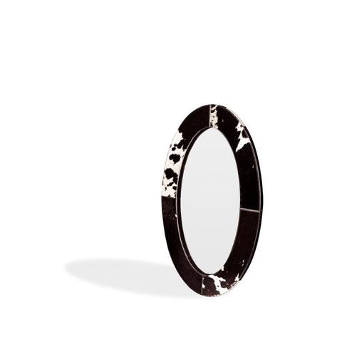 House Of Anantaa Furniture Natural Black & Brown& White Gstaad Oval Mirror
