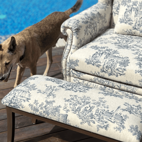 House Of Anantaa Furniture White/Blue Syrah Sofa Chair