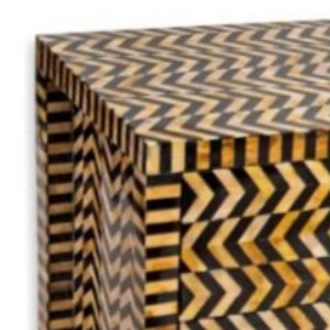 House Of Anantaa Furniture yellow/Black Sphinx Accent table - Artisanal Horn and Polished Resin Table