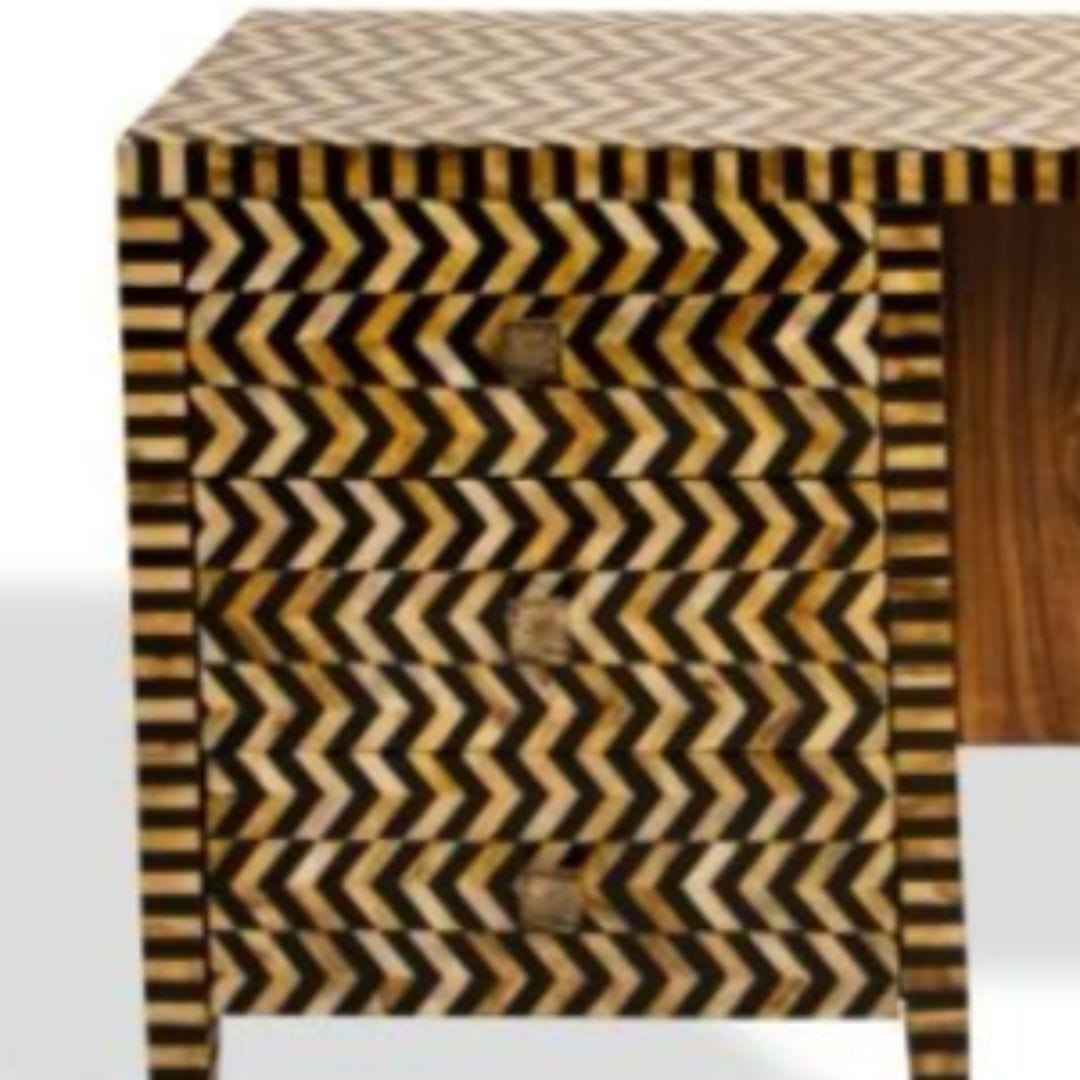 House Of Anantaa Furniture yellow/Black Sphinx Accent table - Artisanal Horn and Polished Resin Table