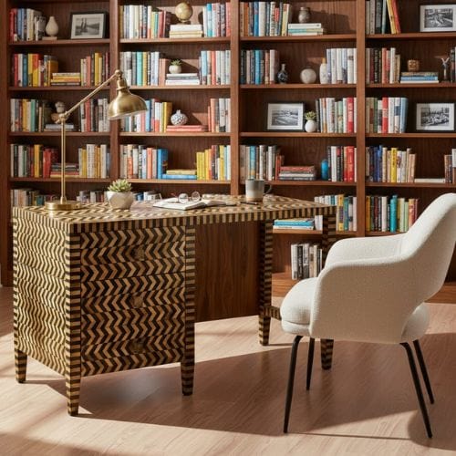 House Of Anantaa Furniture yellow/Black Sphinx Accent table - Artisanal Horn and Polished Resin Table