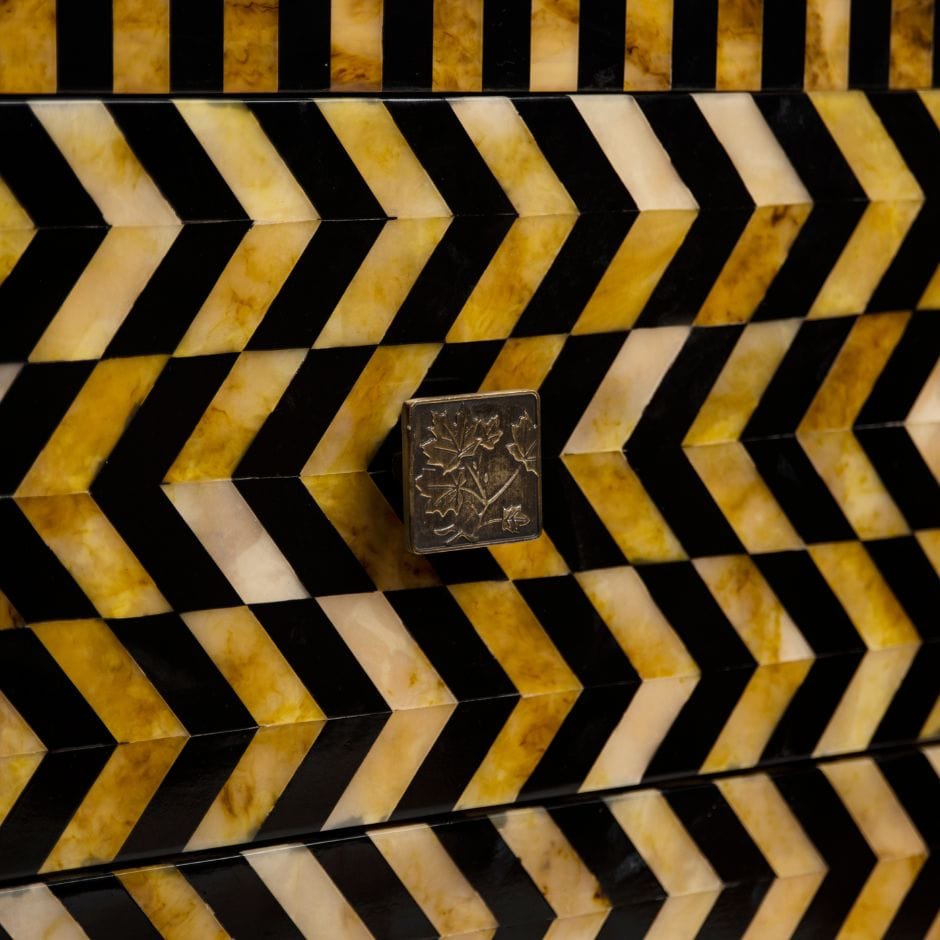 House Of Anantaa Furniture yellow/Black Sphinx Accent table - Artisanal Horn and Polished Resin Table