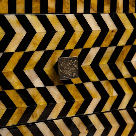 House Of Anantaa Furniture yellow/Black Sphinx Accent table - Artisanal Horn and Polished Resin Table