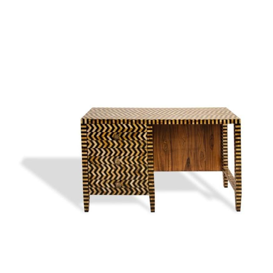 House Of Anantaa Furniture yellow/Black Sphinx Accent table - Artisanal Horn and Polished Resin Table