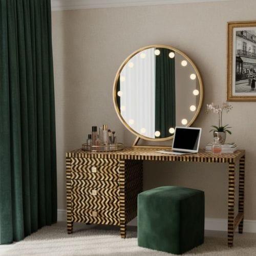 House Of Anantaa Furniture yellow/Black Sphinx Accent table - Artisanal Horn and Polished Resin Table