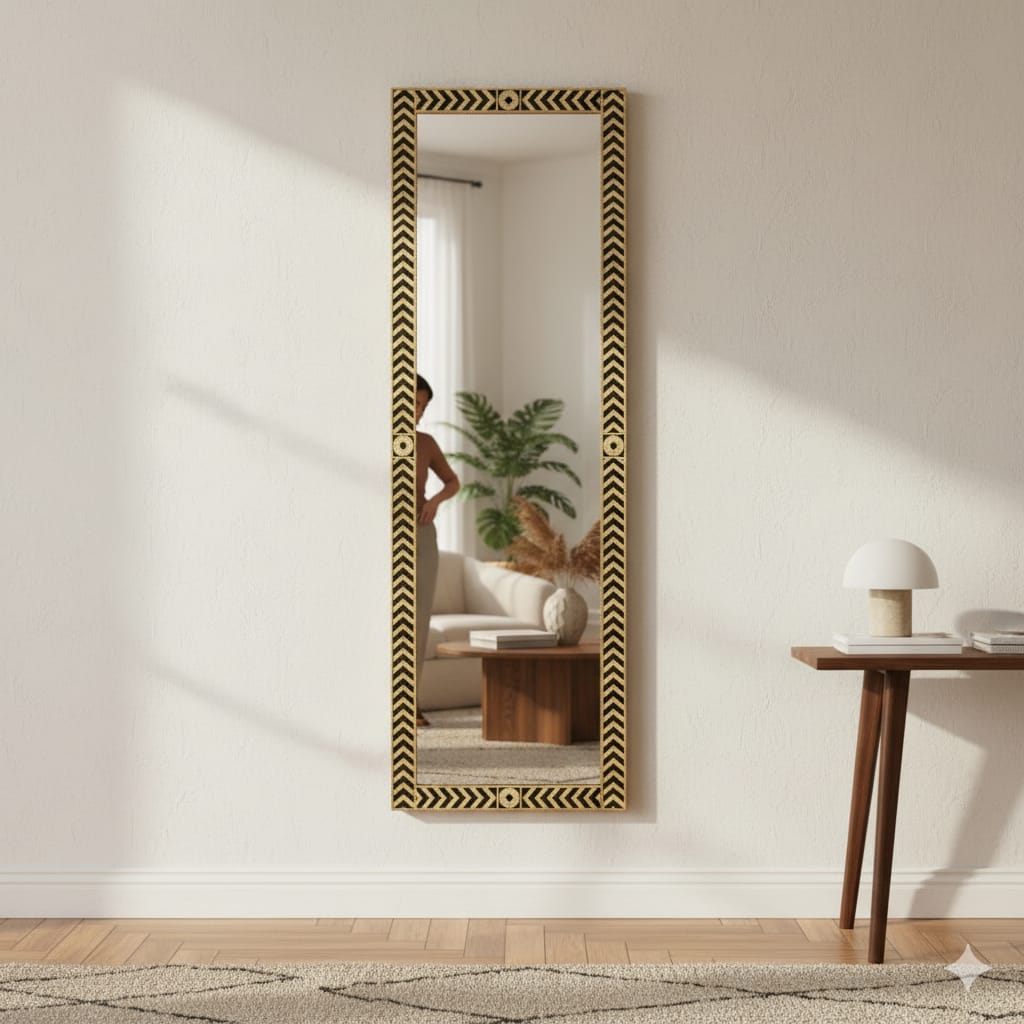 House Of Anantaa Furniture yellow/Black Sphinx Mirror