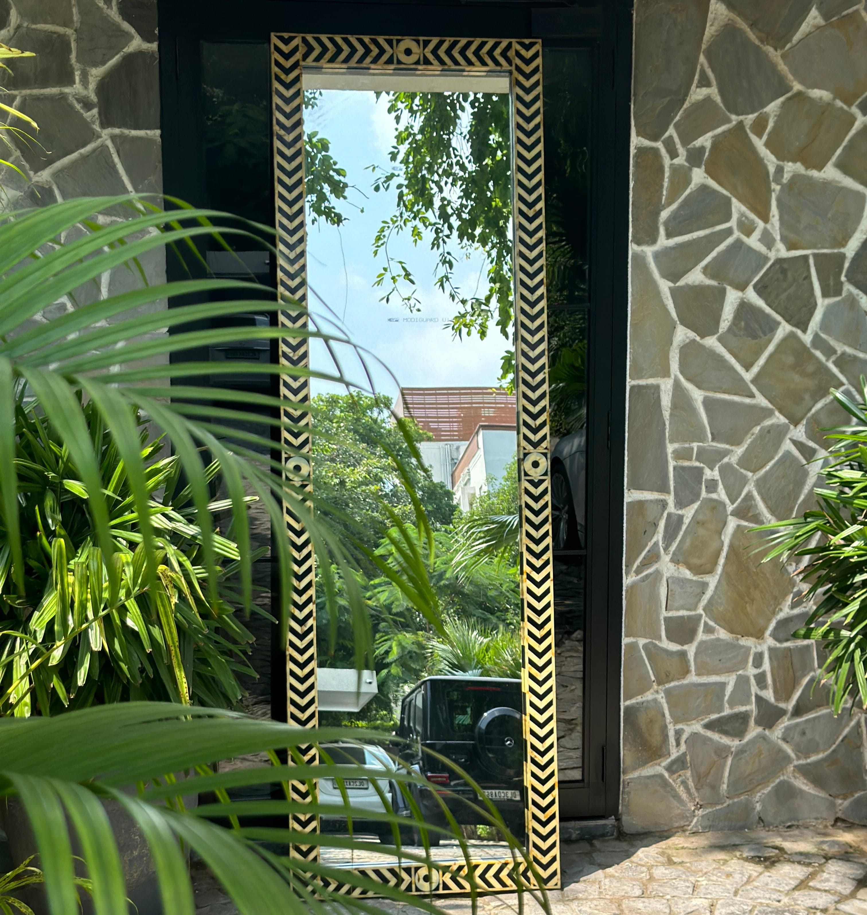 House Of Anantaa Furniture yellow/Black Sphinx Mirror