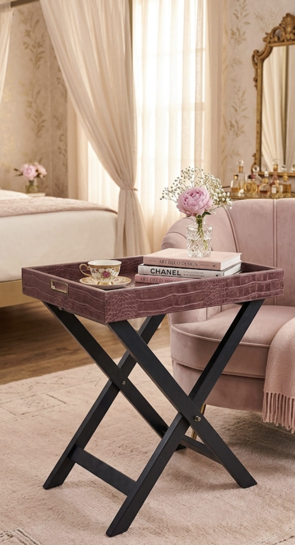 house-of-anantaa Luxembourg Butler Tray Table (Pink Croc)