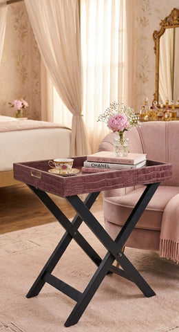 house-of-anantaa Luxembourg Butler Tray Table (Pink Croc)