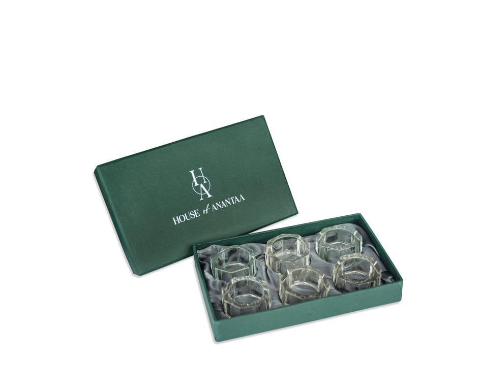 House Of Anantaa Napkin Ring Transparent Ice Napkin Rings-Set of 6