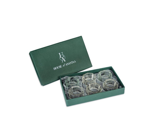 House Of Anantaa Napkin Ring Transparent Ice Napkin Rings-Set of 6