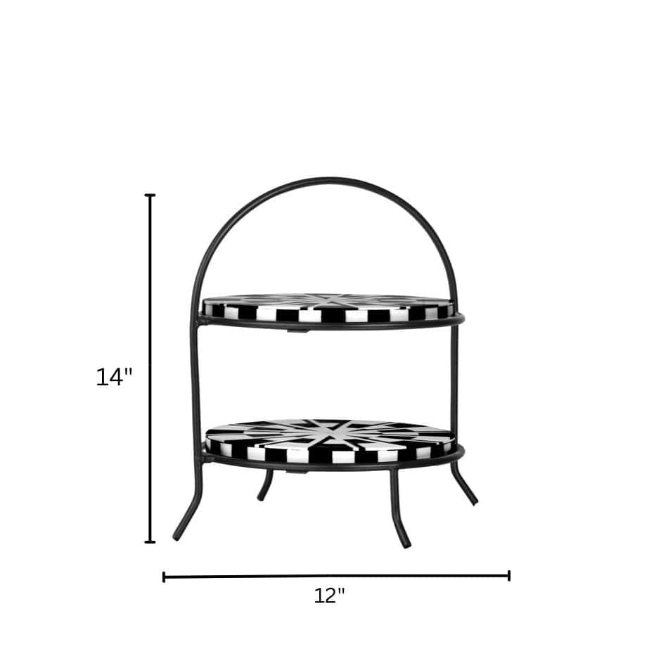 House Of Anantaa Platter & Bowl Black/White Kenya Two Tier Platter