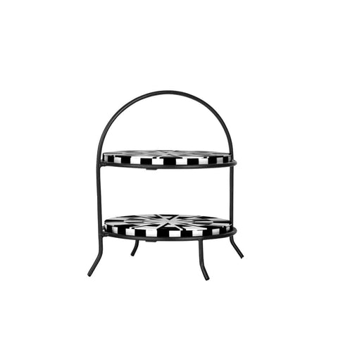 House Of Anantaa Platter & Bowl Black/White Kenya Two Tier Platter