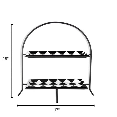 House Of Anantaa Platter & Bowl Black/White Zambia Two Tier Platter
