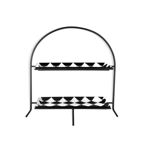 House Of Anantaa Platter & Bowl Black/White Zambia Two Tier Platter