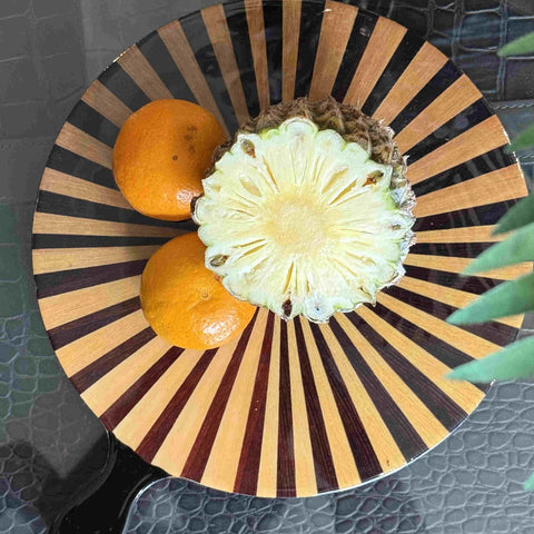 House Of Anantaa Platter & Bowl Yellow/Black Moana Pizza Platter