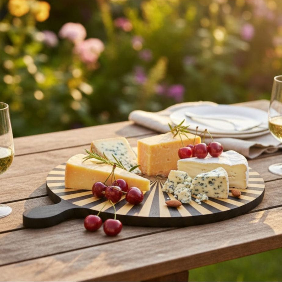 House Of Anantaa Platter & Bowl Yellow/Black Moana Pizza Platter