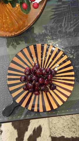 House Of Anantaa Platter & Bowl Yellow/Black Moana Pizza Platter