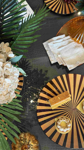 House Of Anantaa Platter & Bowl Yellow/Black Moana Pizza Platter