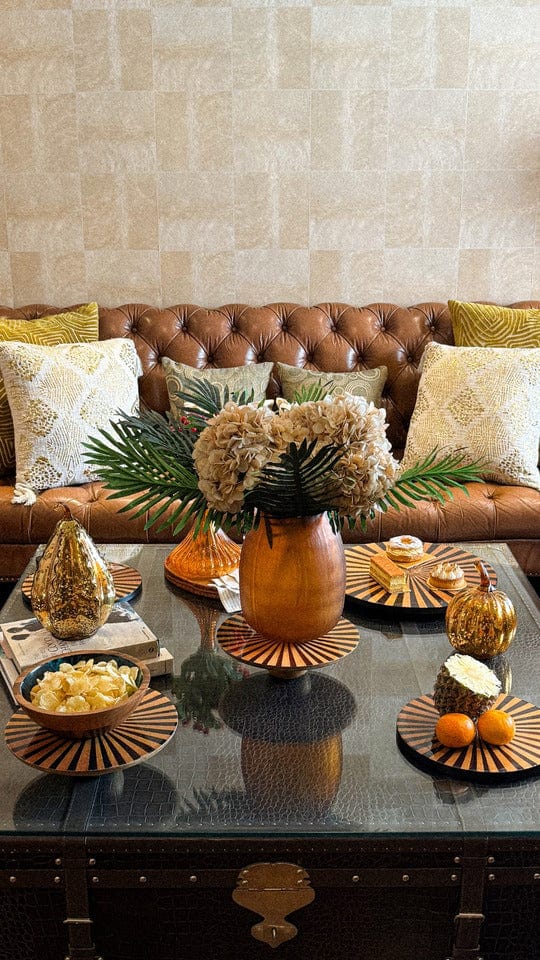 House Of Anantaa Platter & Bowl Yellow/Black Moana Pizza Platter