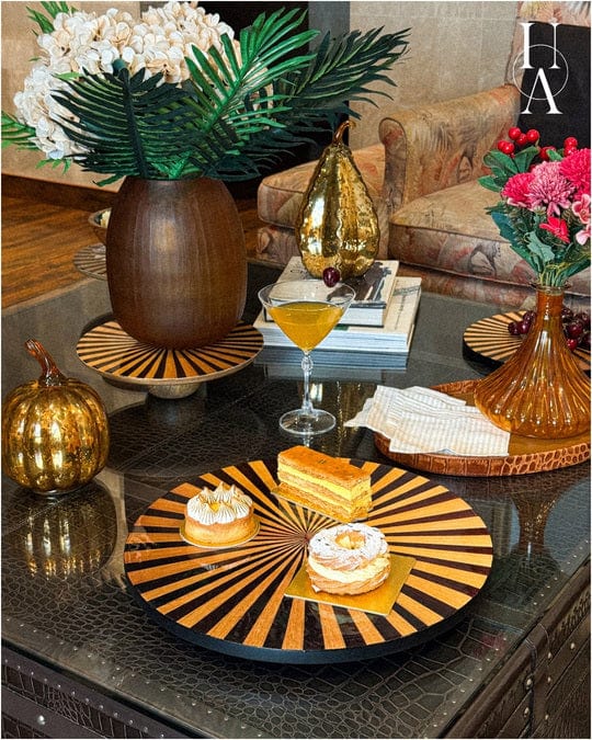 House Of Anantaa Platter & Bowl Yellow/Black Moana Serving Platter