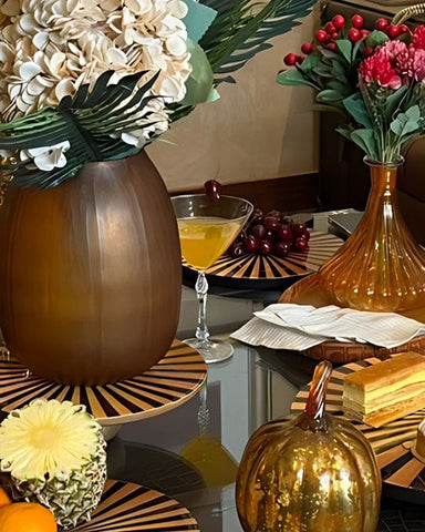 House Of Anantaa Platter & Bowl Yellow/Black Moana Serving Platter