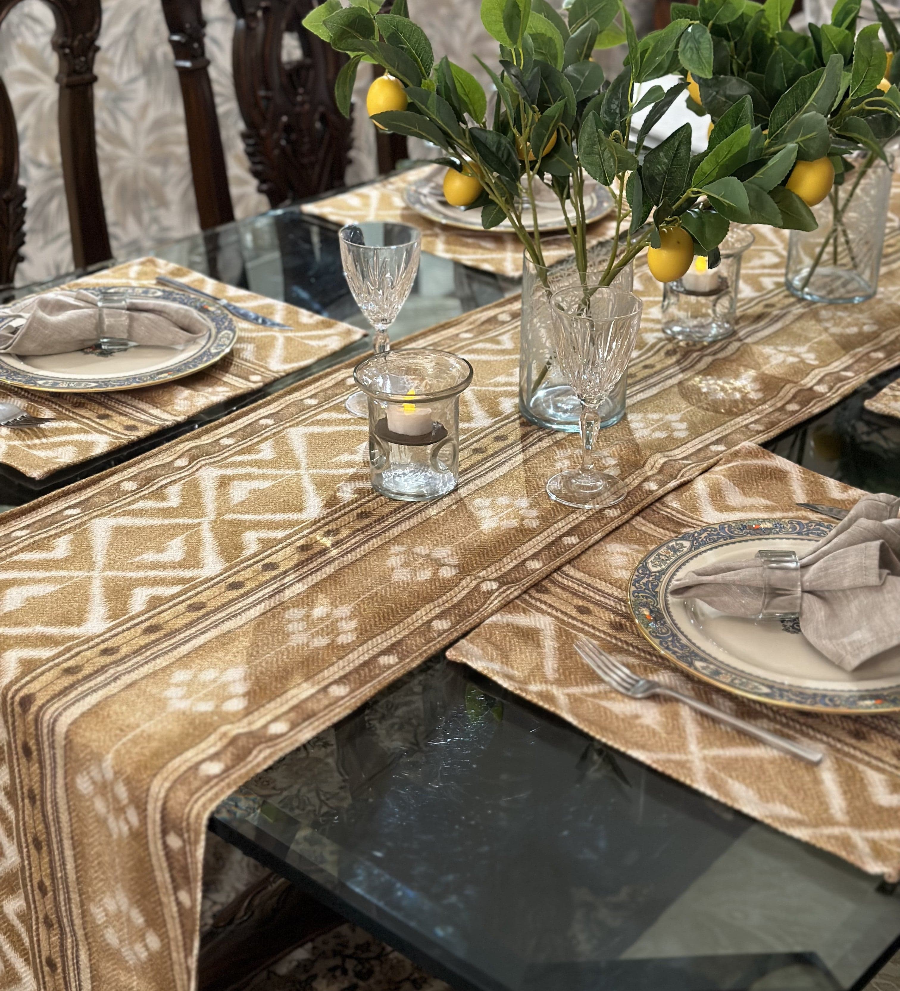 House Of Anantaa Runner Gold Chevron Gold Chevron Runner